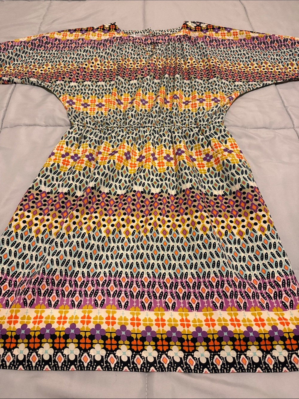 Maggy London Lightweight Print Dress, Lined Skirt Area, size 12, elastic waist
